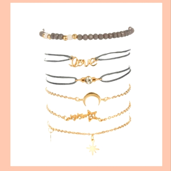 Moon Charm Layered Bracelet Set - Picture 5 of 7